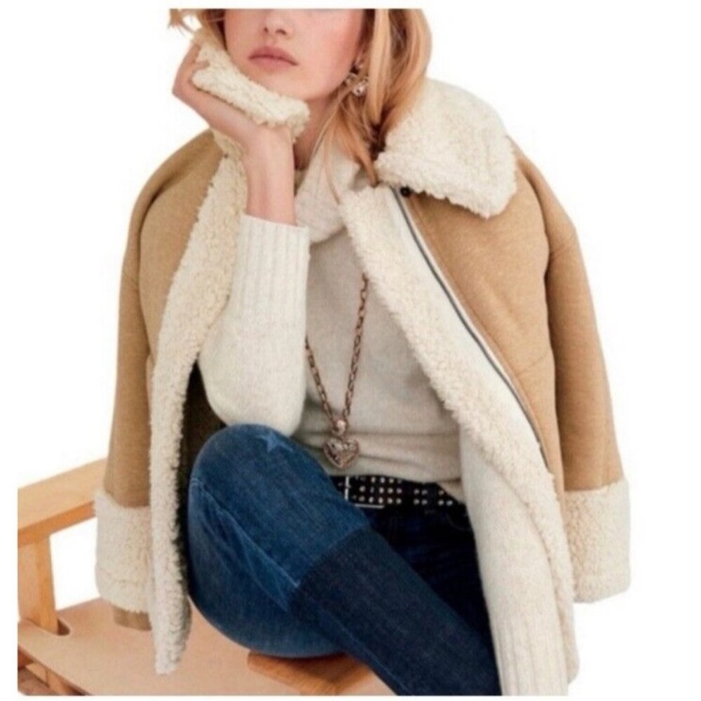 CAbi McQueen Jacket Tan #3908 Faux Shearling Full Zip Women’s M Winter Coat
